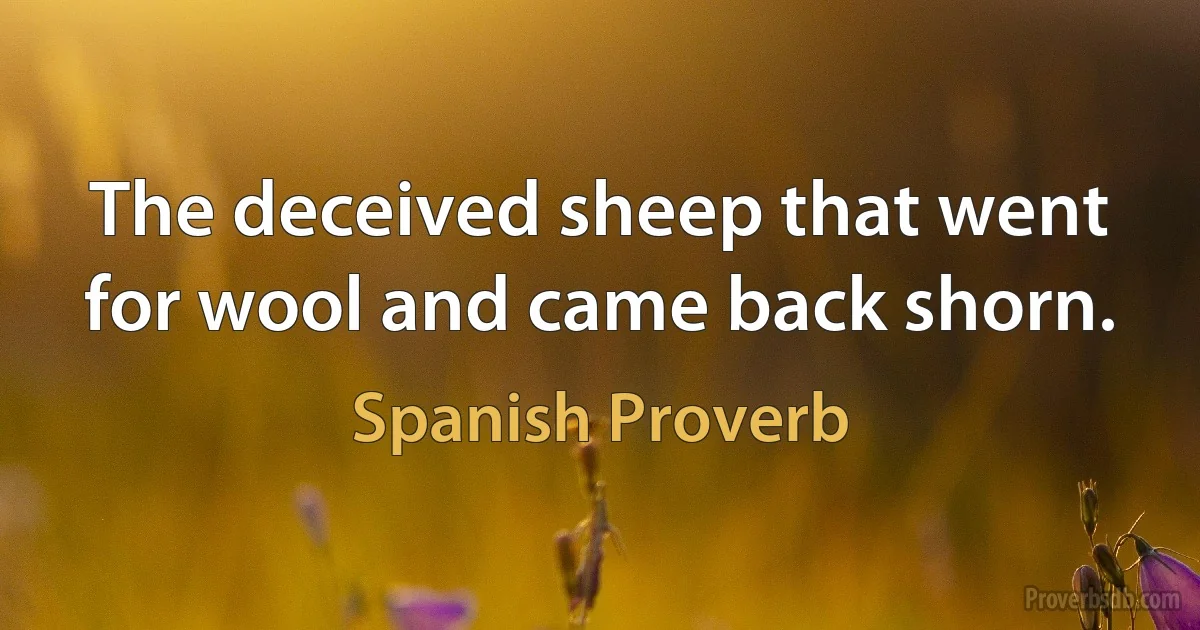 The deceived sheep that went for wool and came back shorn. (Spanish Proverb)