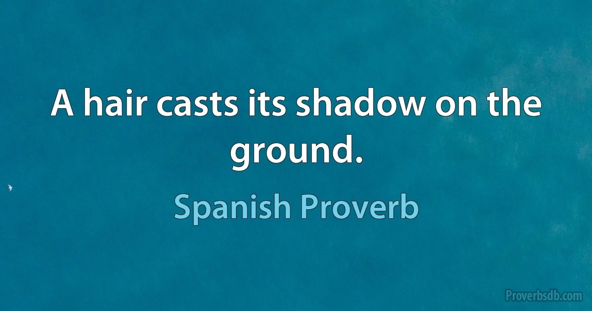 A hair casts its shadow on the ground. (Spanish Proverb)