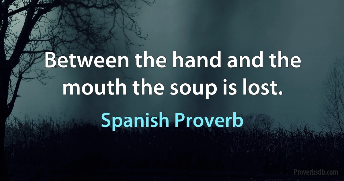 Between the hand and the mouth the soup is lost. (Spanish Proverb)