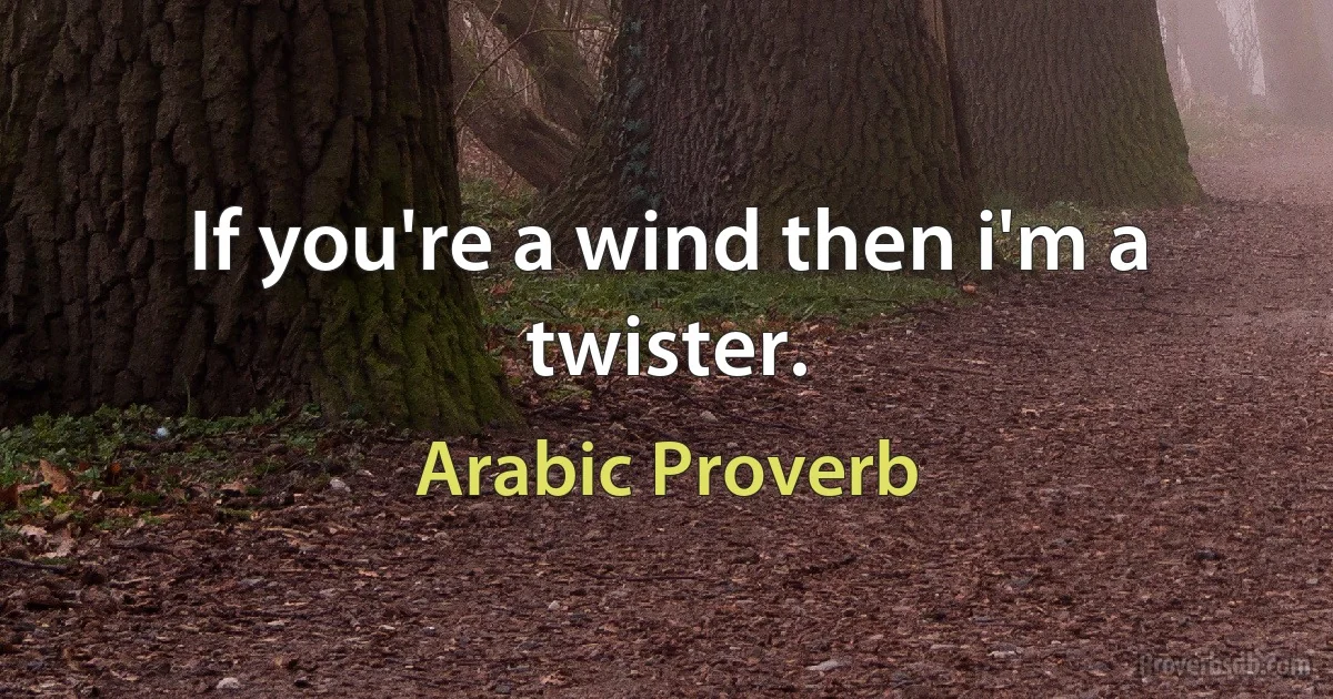 If you're a wind then i'm a twister. (Arabic Proverb)