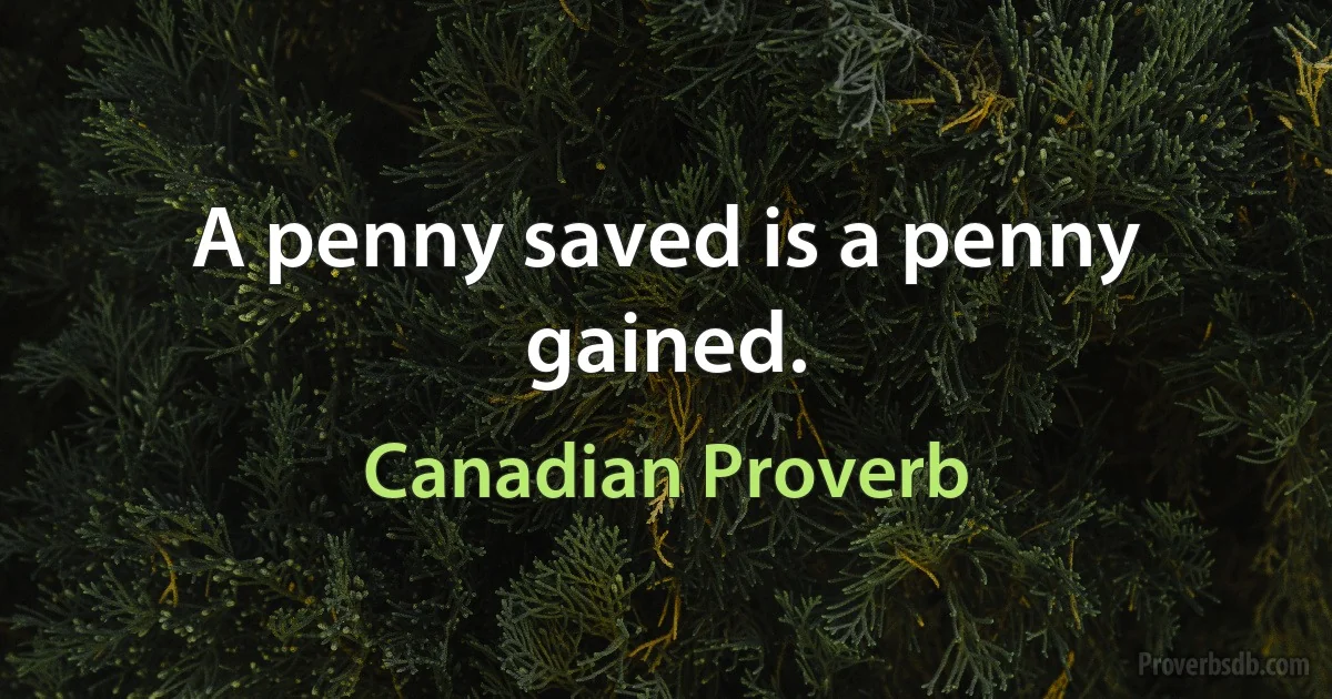 A penny saved is a penny gained. (Canadian Proverb)