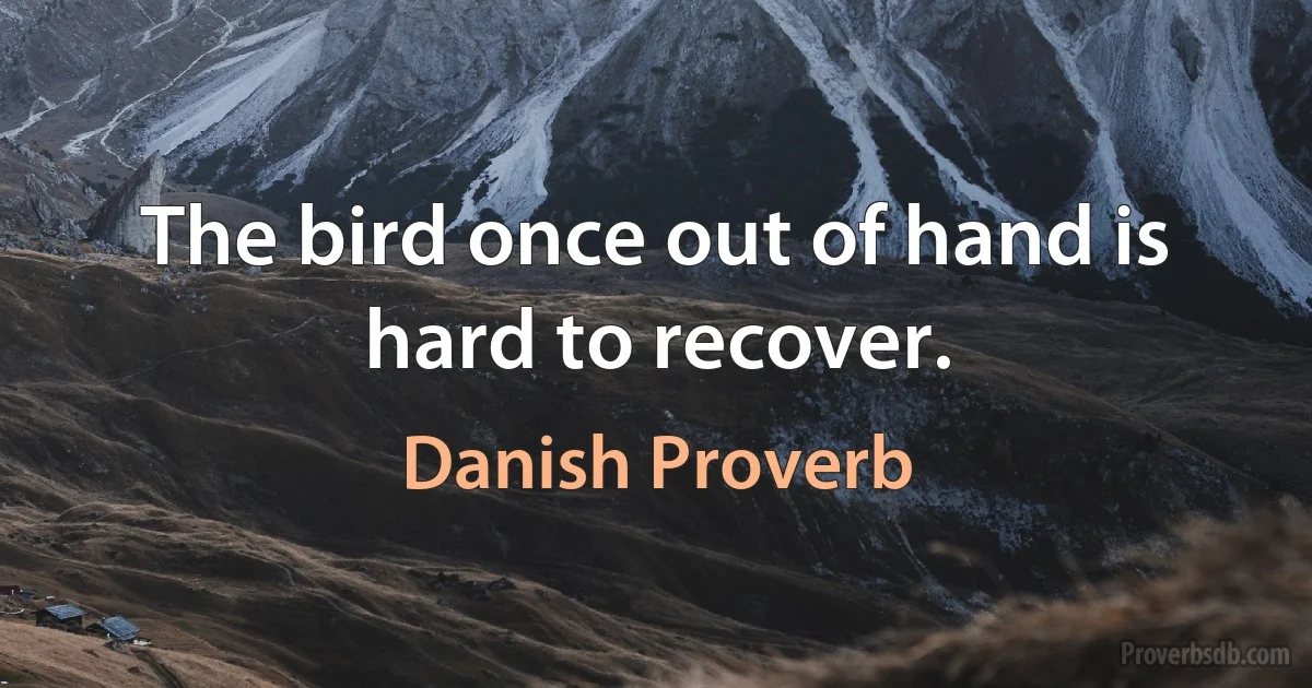 The bird once out of hand is hard to recover. (Danish Proverb)