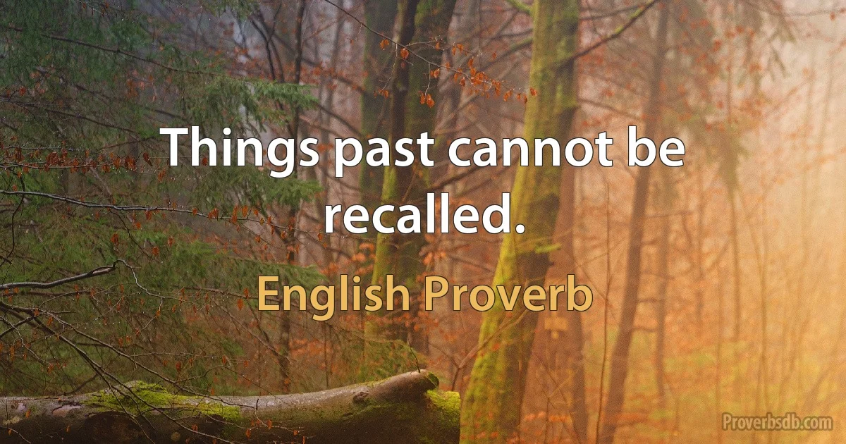 Things past cannot be recalled. (English Proverb)