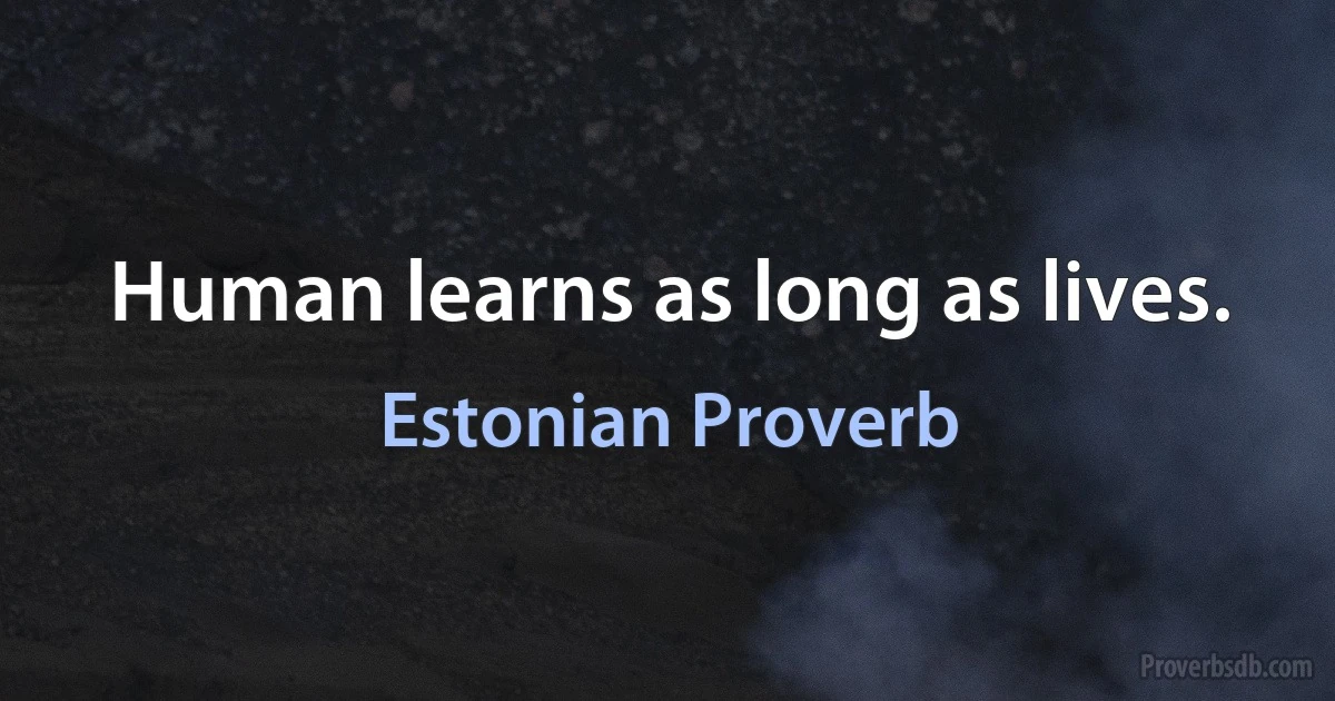 Human learns as long as lives. (Estonian Proverb)