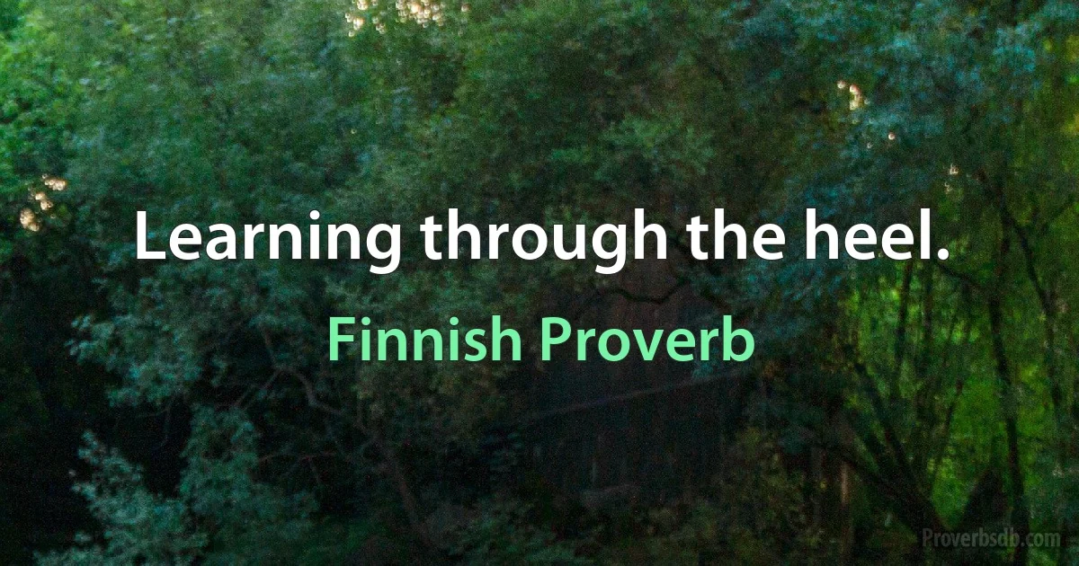 Learning through the heel. (Finnish Proverb)