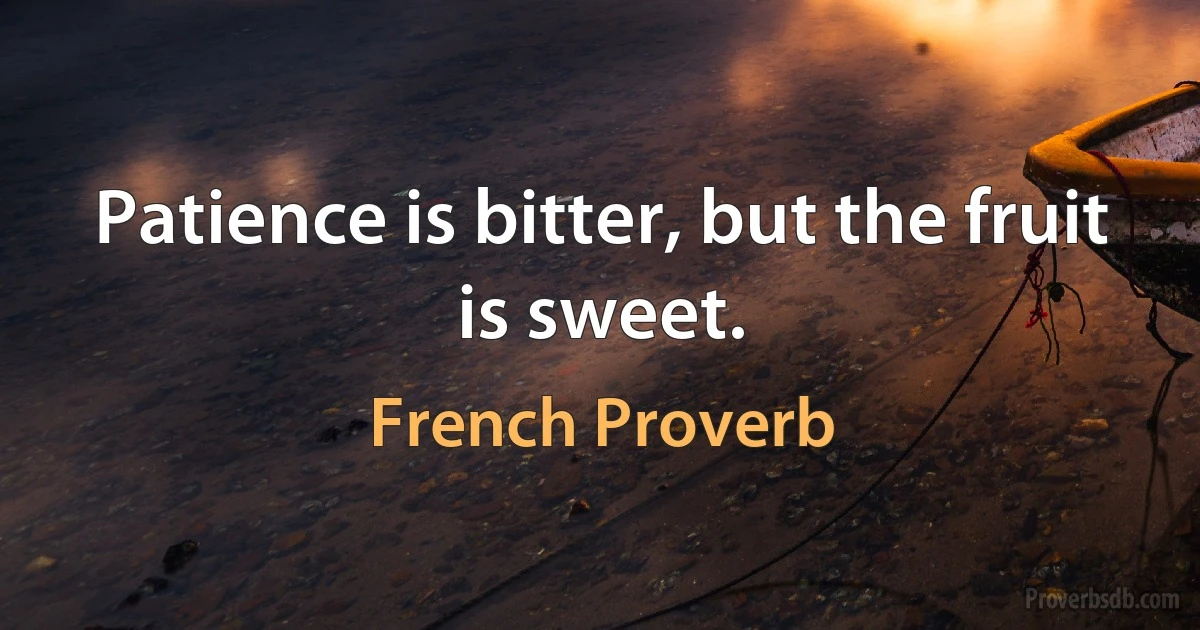 Patience is bitter, but the fruit is sweet. (French Proverb)