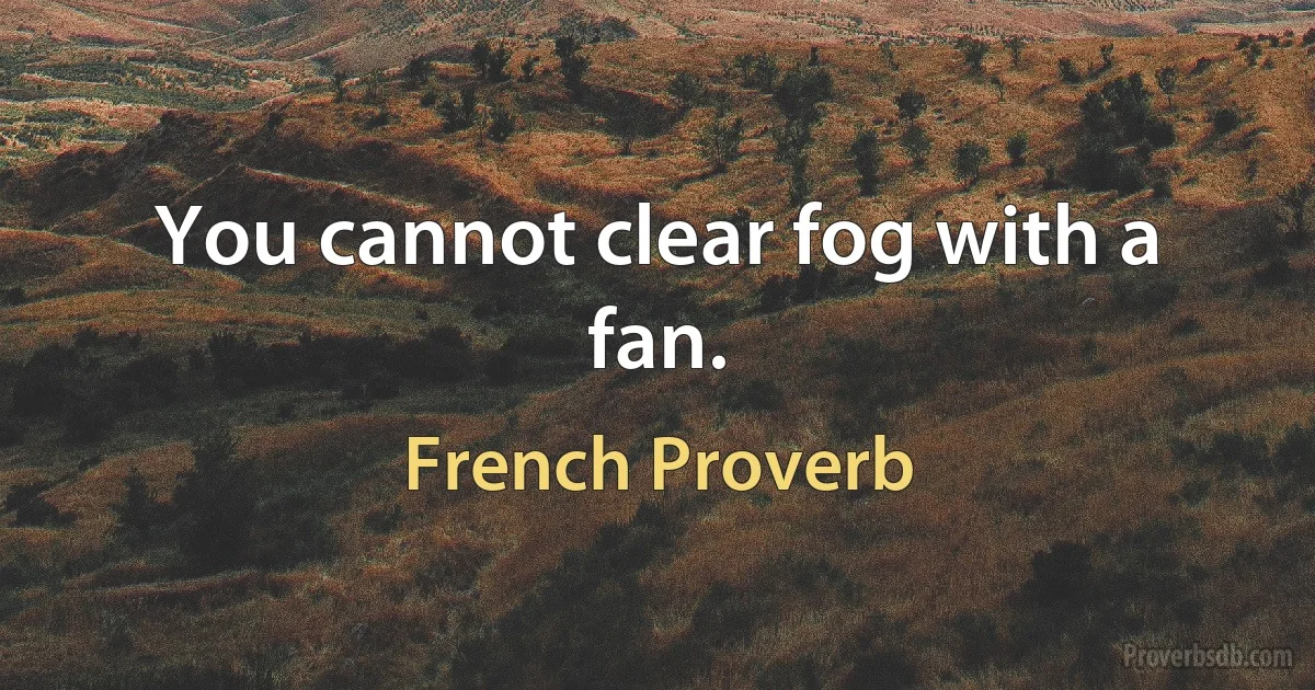 You cannot clear fog with a fan. (French Proverb)