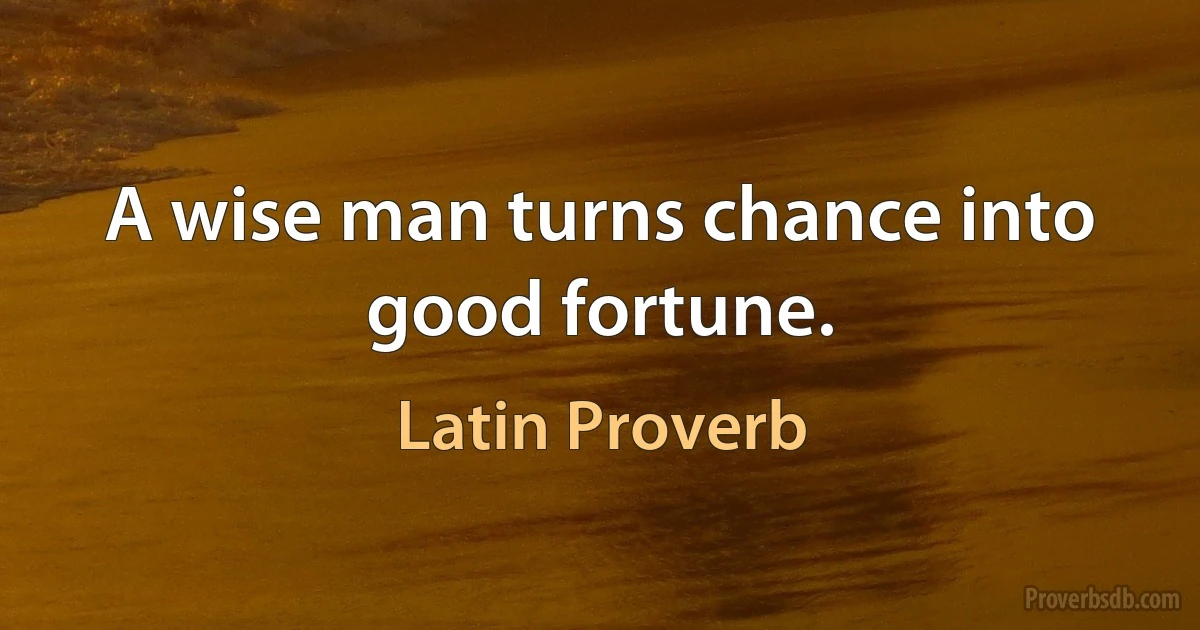 A wise man turns chance into good fortune. (Latin Proverb)