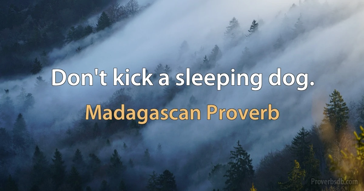 Don't kick a sleeping dog. (Madagascan Proverb)