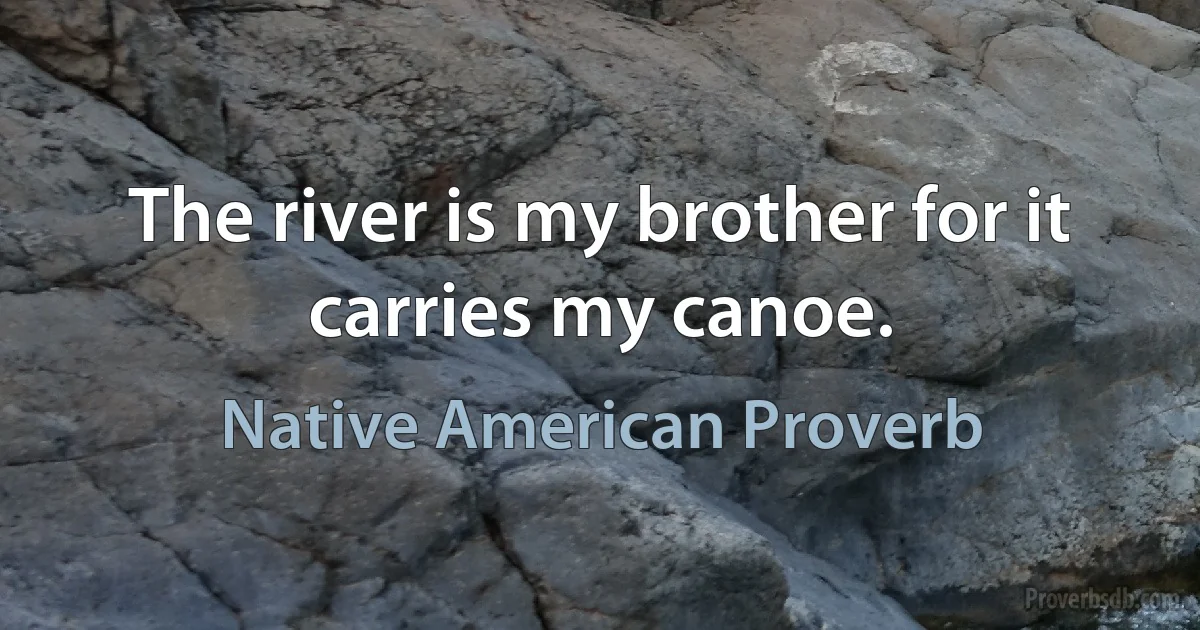 The river is my brother for it carries my canoe. (Native American Proverb)