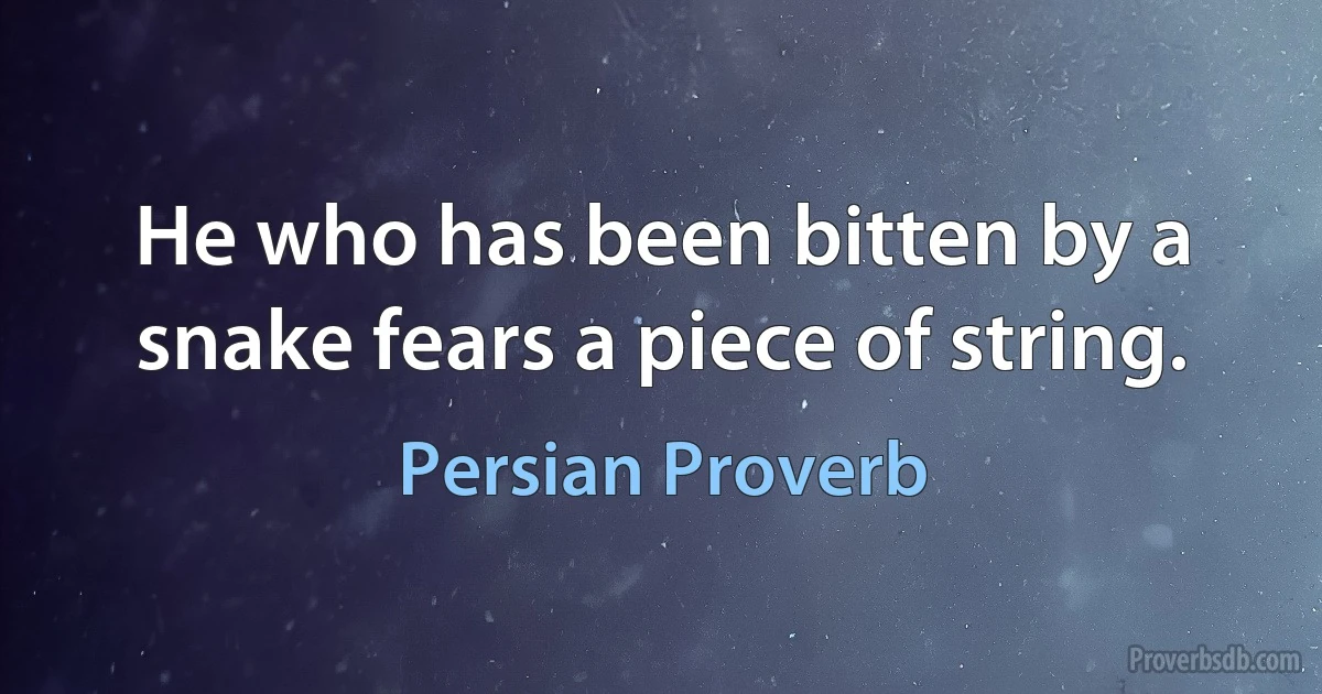 He who has been bitten by a snake fears a piece of string. (Persian Proverb)