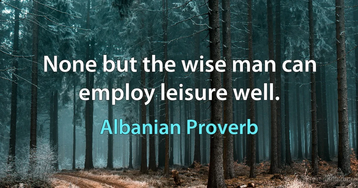 None but the wise man can employ leisure well. (Albanian Proverb)