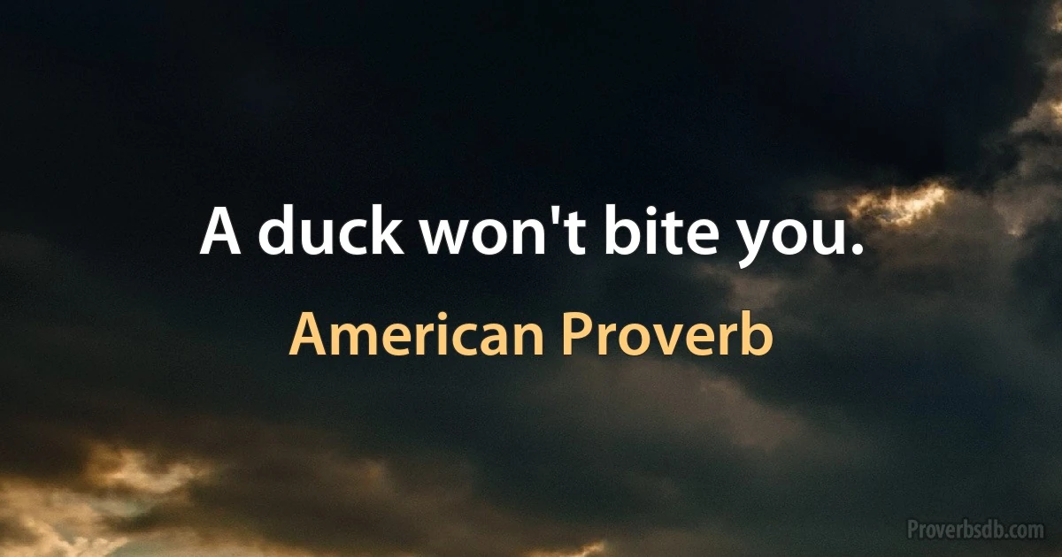 A duck won't bite you. (American Proverb)