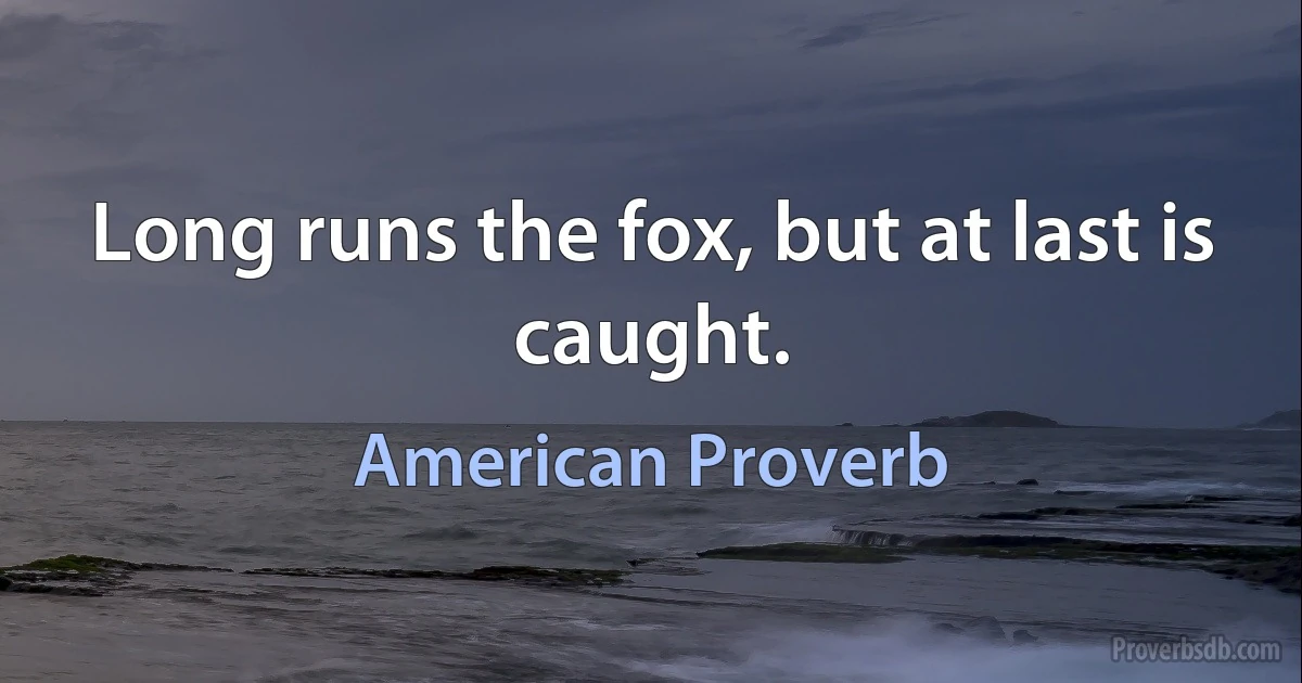 Long runs the fox, but at last is caught. (American Proverb)