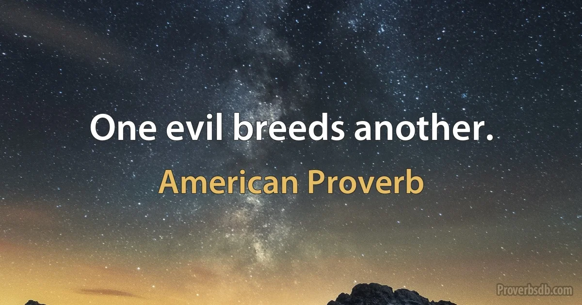 One evil breeds another. (American Proverb)