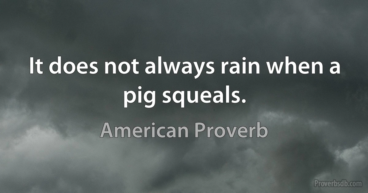 It does not always rain when a pig squeals. (American Proverb)