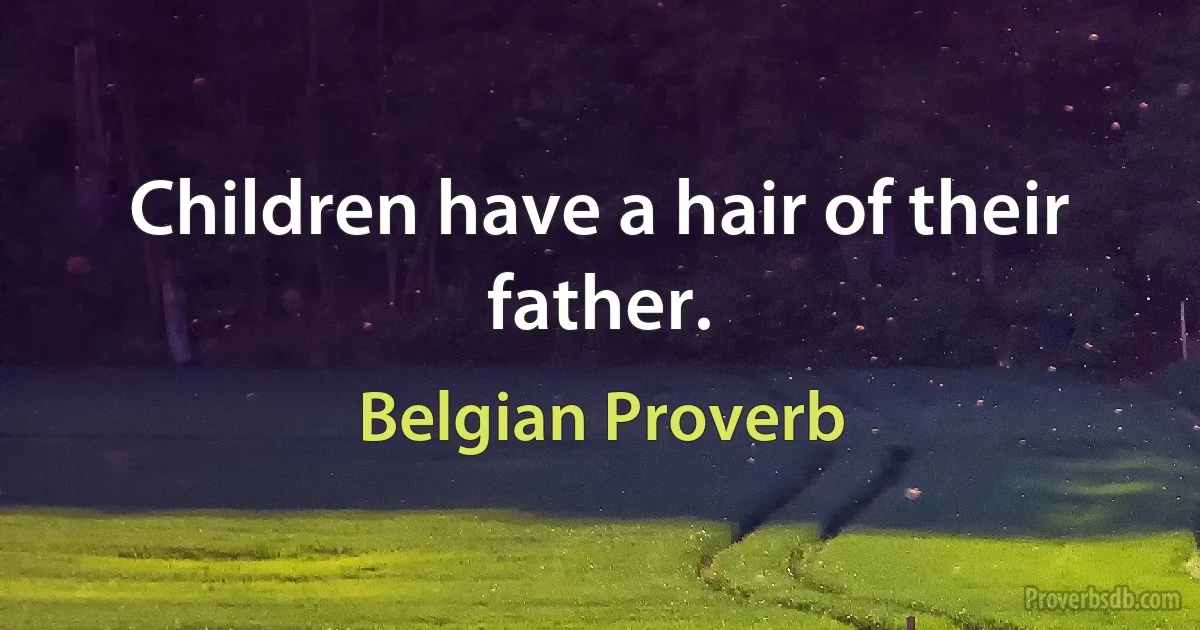 Children have a hair of their father. (Belgian Proverb)