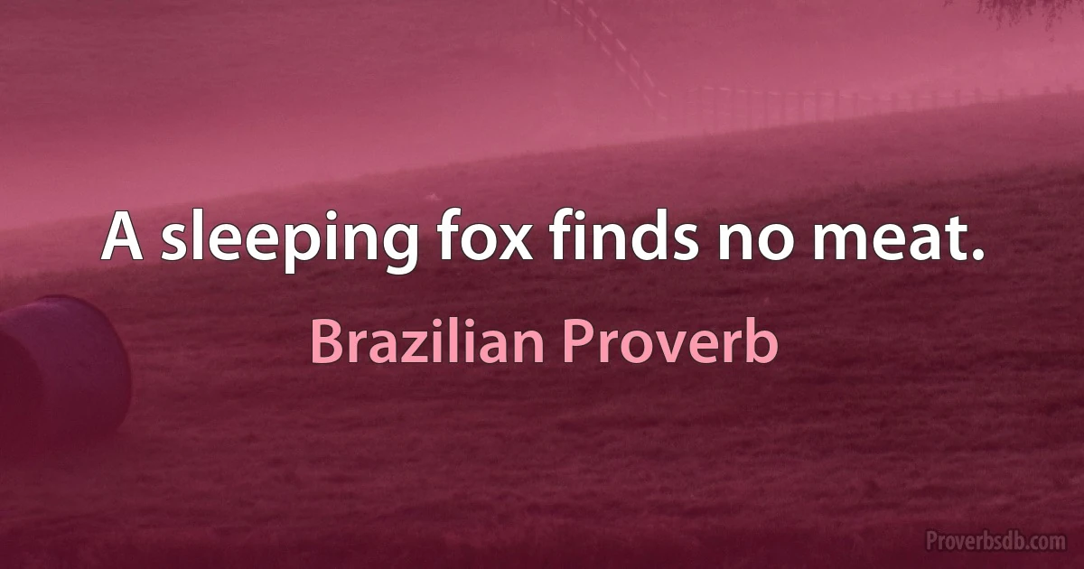 A sleeping fox finds no meat. (Brazilian Proverb)