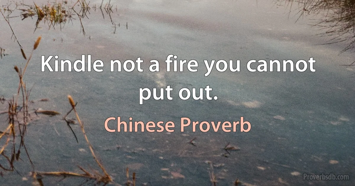 Kindle not a fire you cannot put out. (Chinese Proverb)