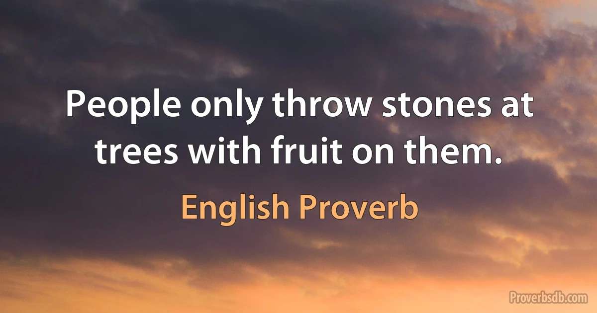 People only throw stones at trees with fruit on them. (English Proverb)