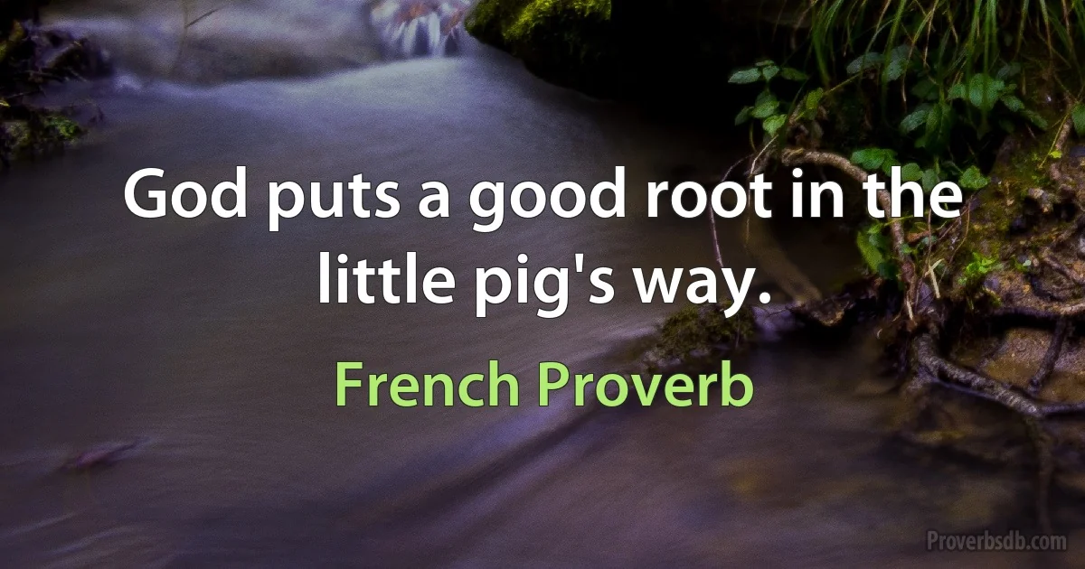 God puts a good root in the little pig's way. (French Proverb)