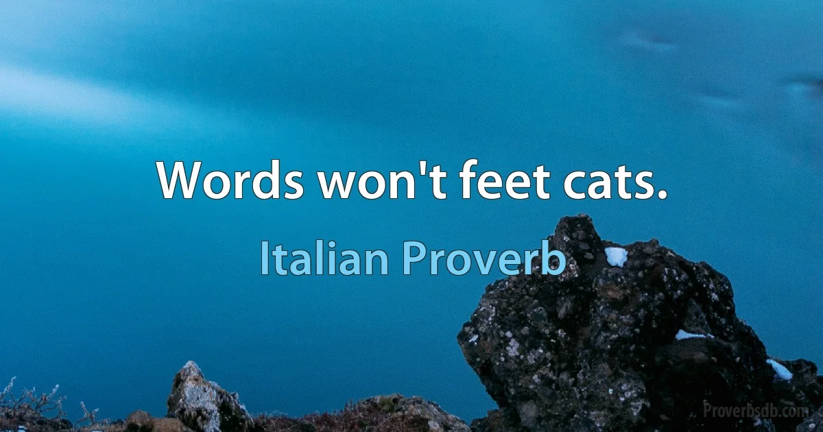 Words won't feet cats. (Italian Proverb)