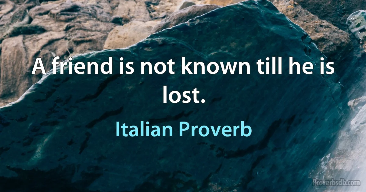 A friend is not known till he is lost. (Italian Proverb)