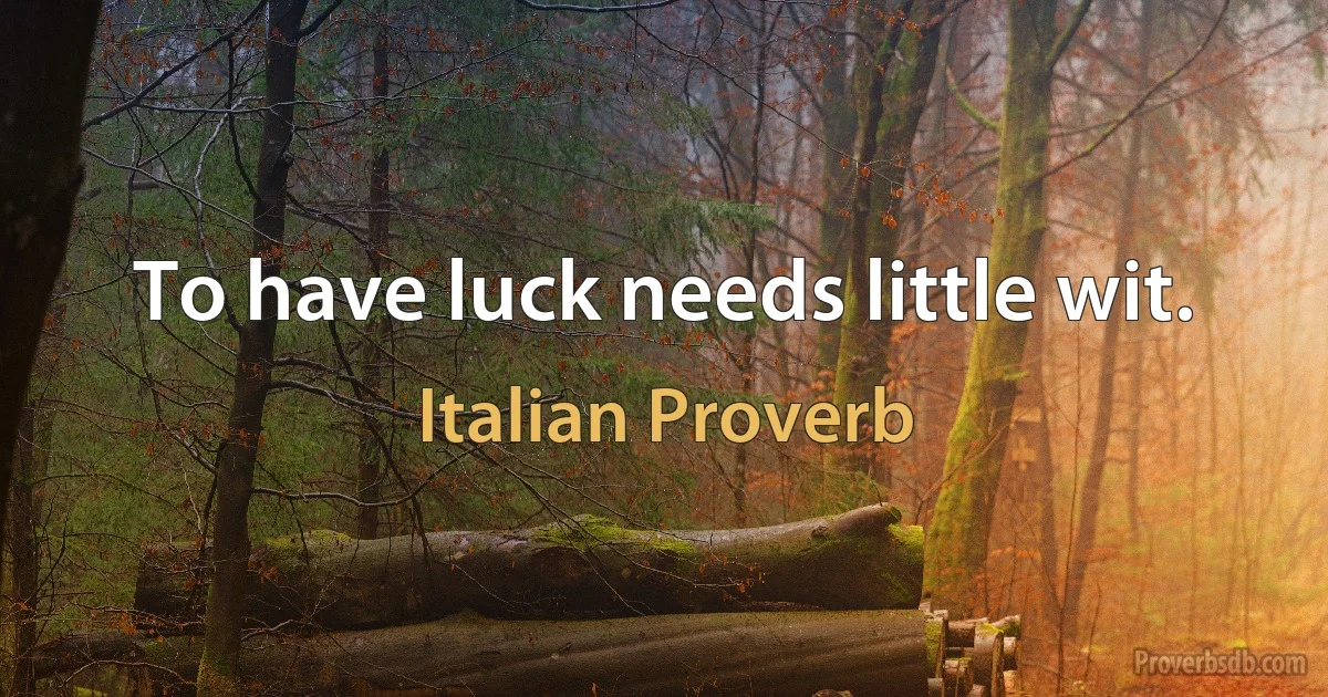 To have luck needs little wit. (Italian Proverb)