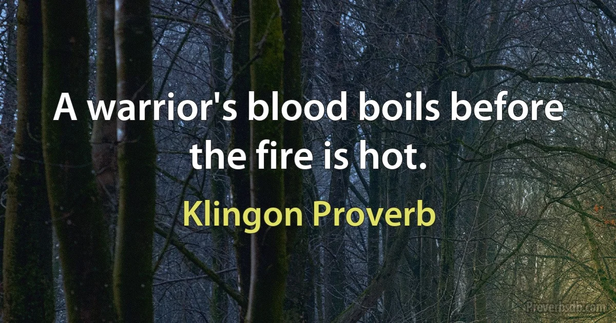 A warrior's blood boils before the fire is hot. (Klingon Proverb)