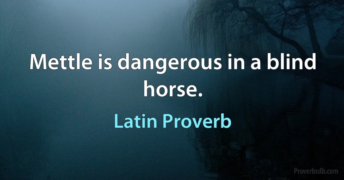 Mettle is dangerous in a blind horse. (Latin Proverb)