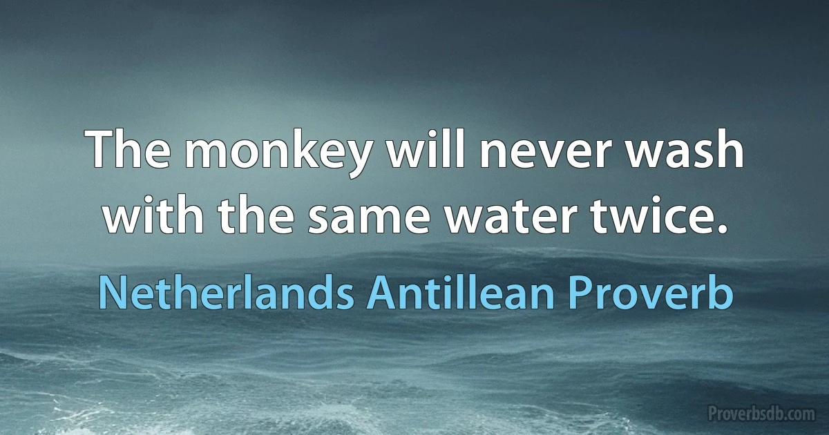 The monkey will never wash with the same water twice. (Netherlands Antillean Proverb)