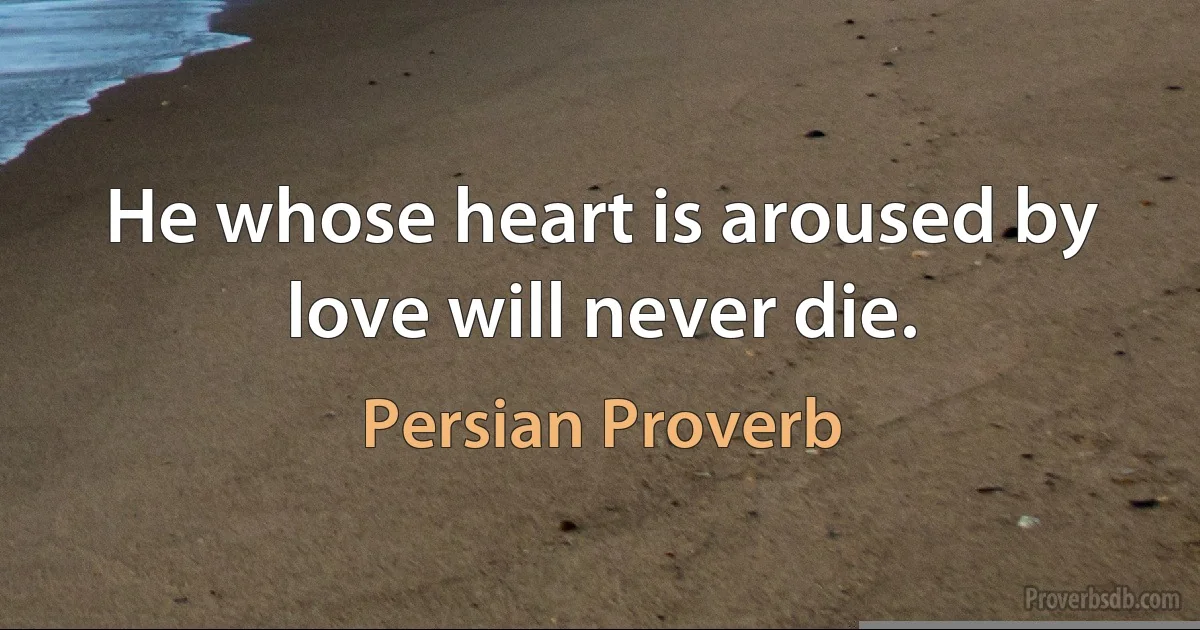 He whose heart is aroused by love will never die. (Persian Proverb)