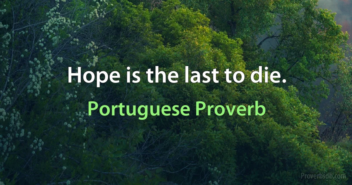 Hope is the last to die. (Portuguese Proverb)