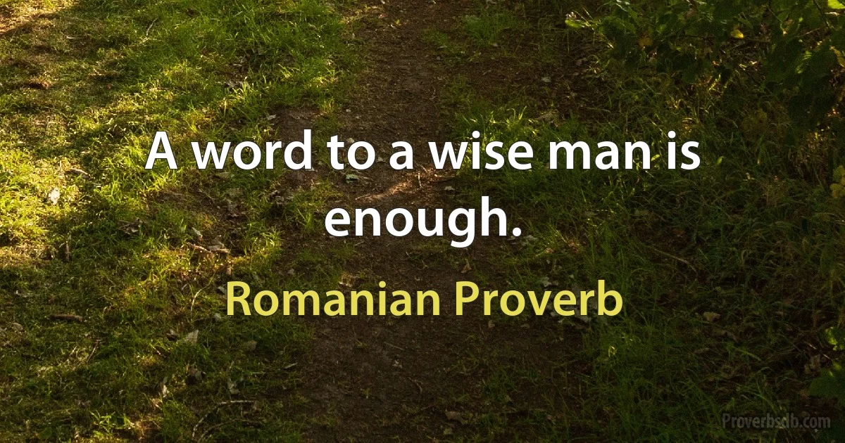 A word to a wise man is enough. (Romanian Proverb)