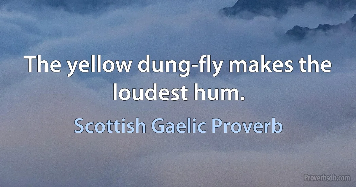 The yellow dung-fly makes the loudest hum. (Scottish Gaelic Proverb)