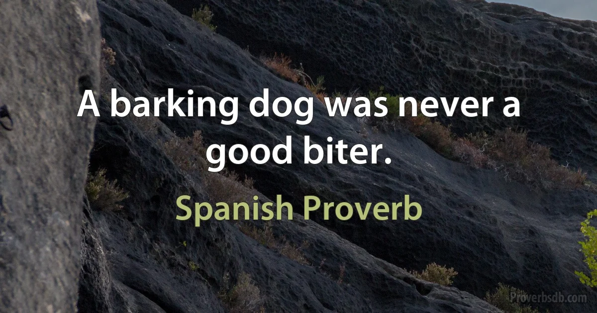 A barking dog was never a good biter. (Spanish Proverb)