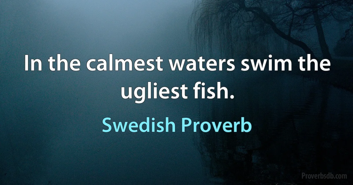 In the calmest waters swim the ugliest fish. (Swedish Proverb)