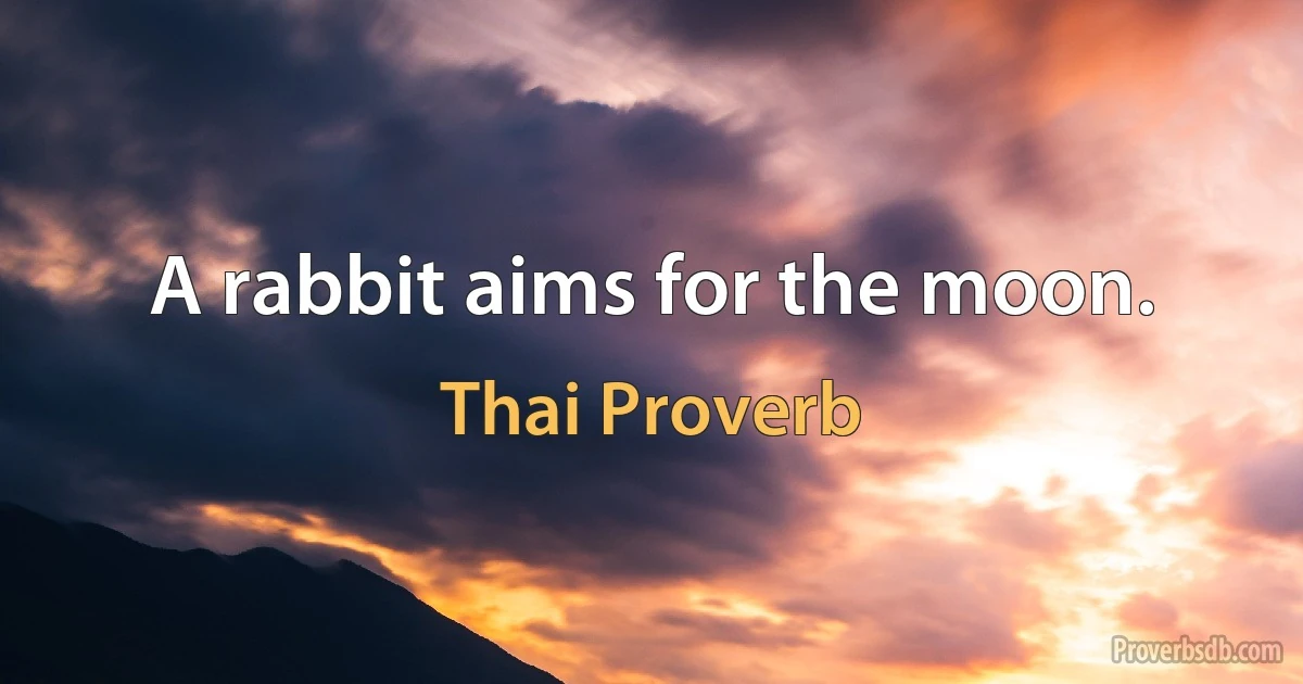 A rabbit aims for the moon. (Thai Proverb)