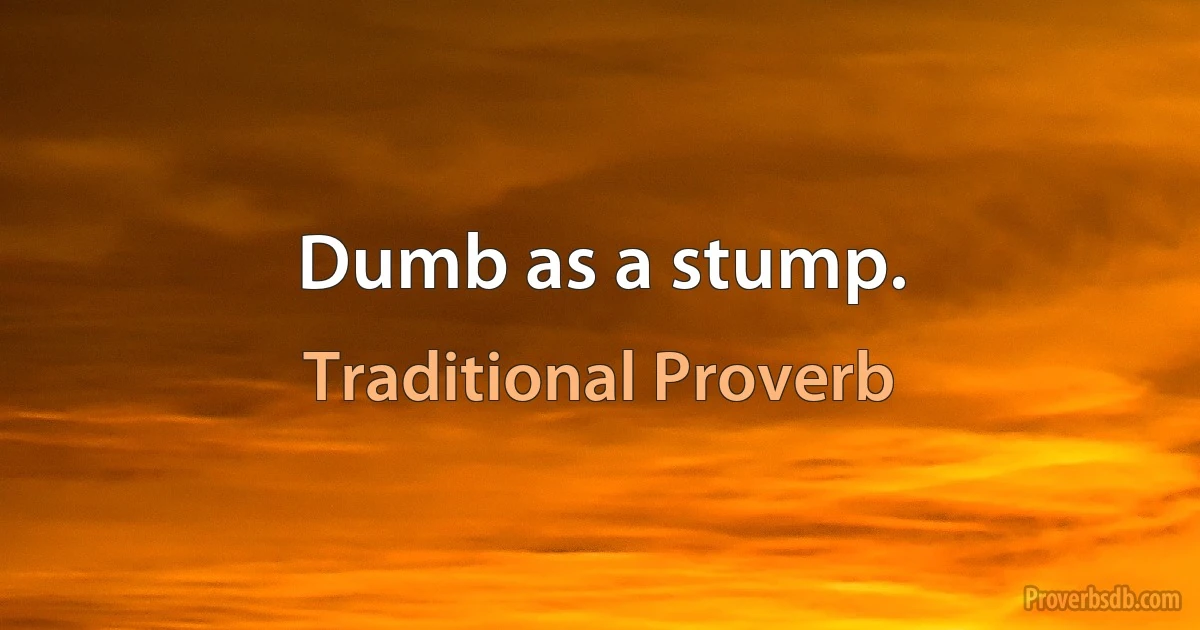 Dumb as a stump. (Traditional Proverb)