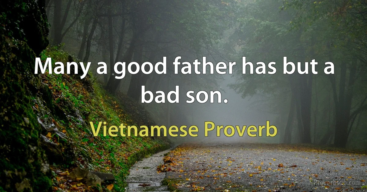 Many a good father has but a bad son. (Vietnamese Proverb)