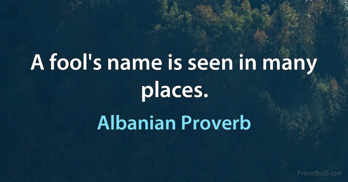 A fool's name is seen in many places. (Albanian Proverb)