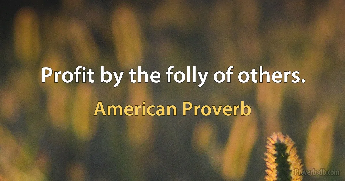 Profit by the folly of others. (American Proverb)