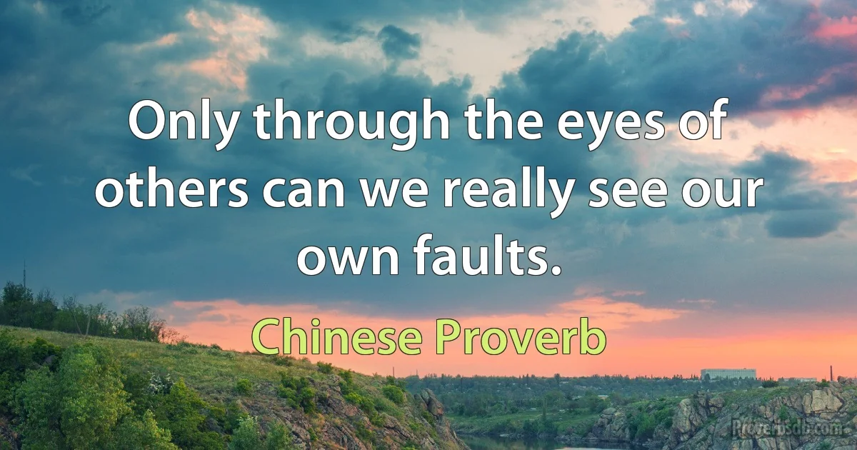 Only through the eyes of others can we really see our own faults. (Chinese Proverb)