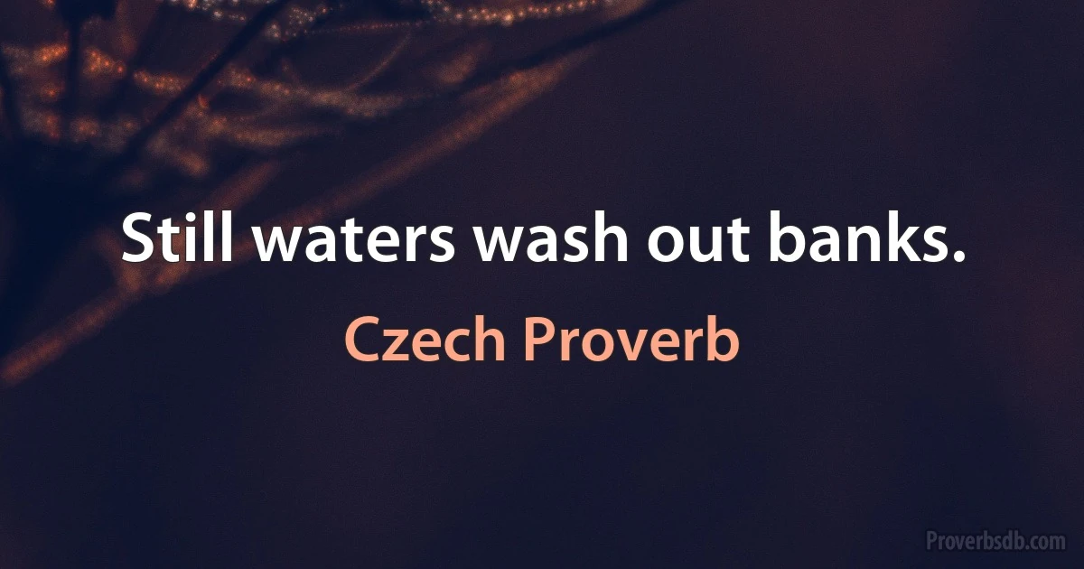 Still waters wash out banks. (Czech Proverb)