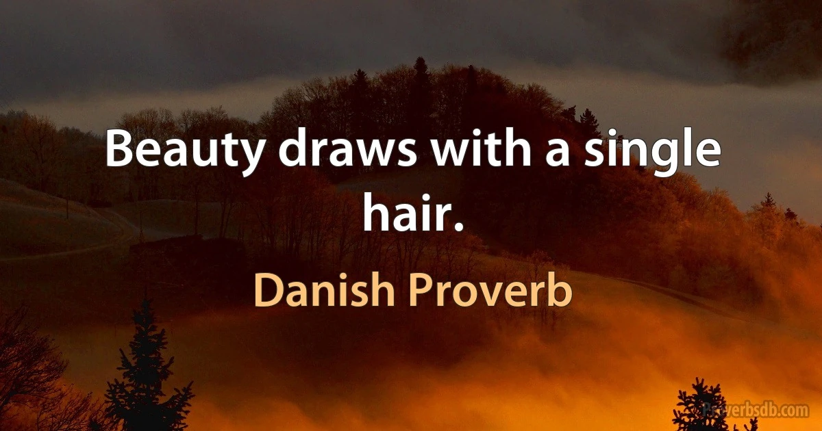 Beauty draws with a single hair. (Danish Proverb)