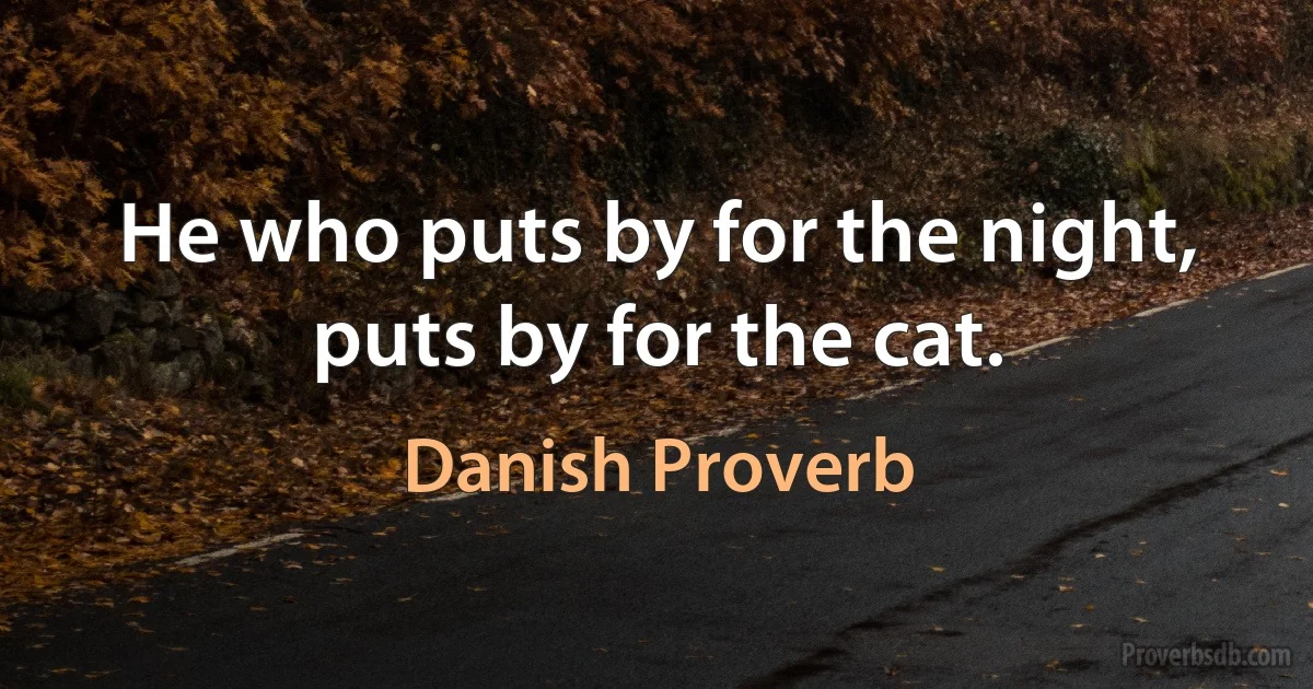 He who puts by for the night, puts by for the cat. (Danish Proverb)