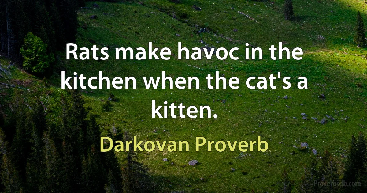 Rats make havoc in the kitchen when the cat's a kitten. (Darkovan Proverb)