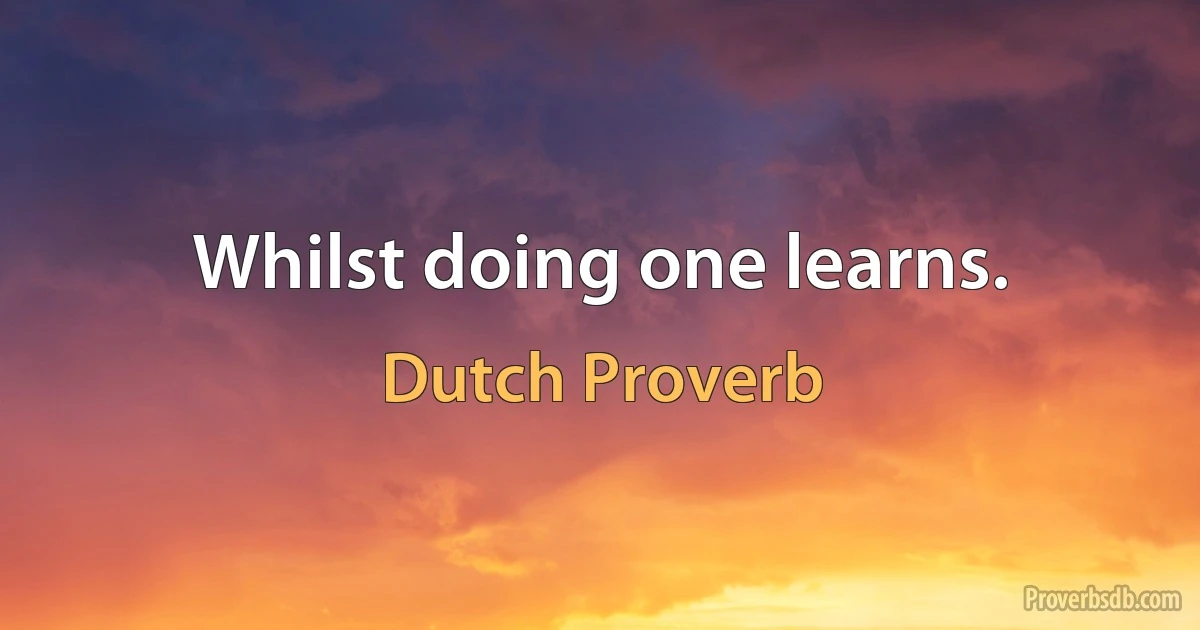 Whilst doing one learns. (Dutch Proverb)