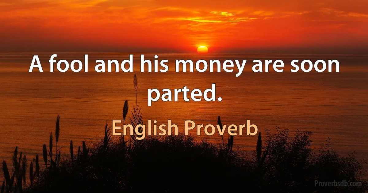 A fool and his money are soon parted. (English Proverb)