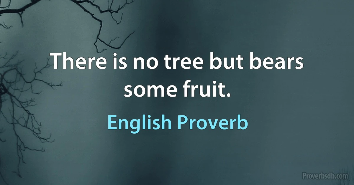 There is no tree but bears some fruit. (English Proverb)